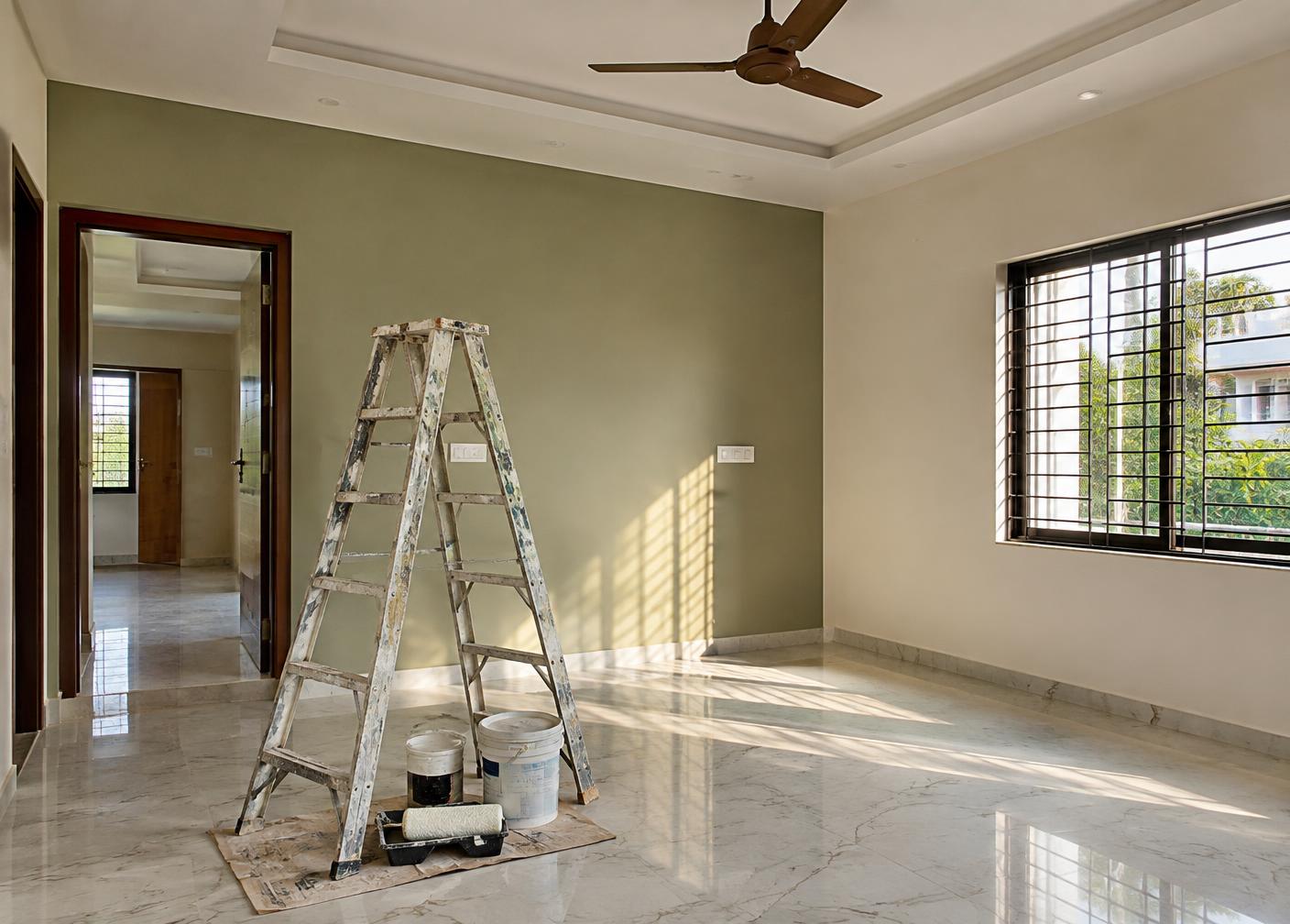 Freshly renovated room with natural light