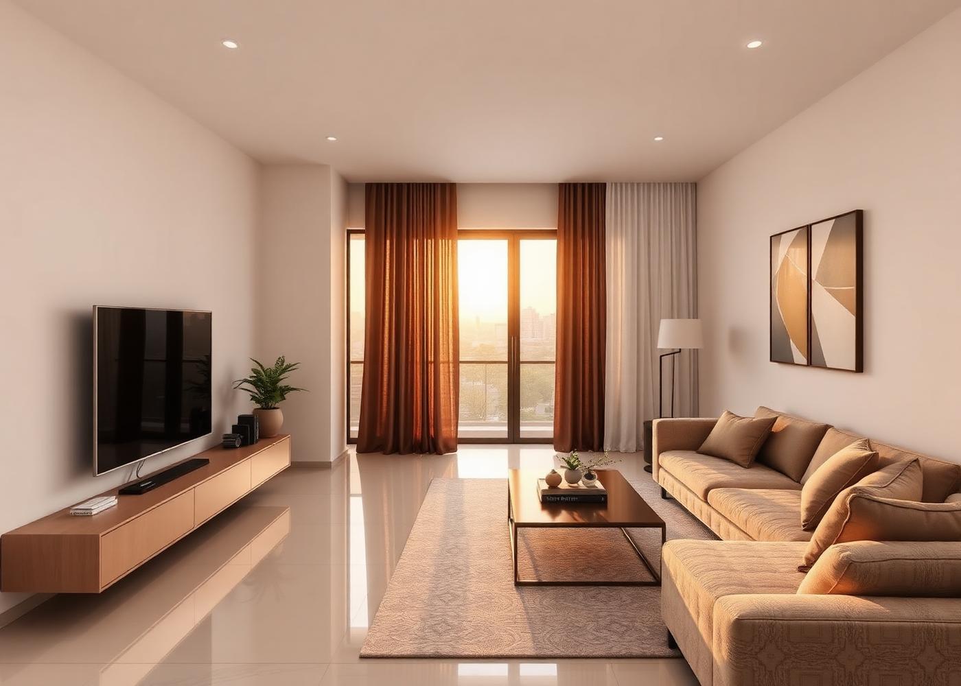 Sunlit living room of a well-maintained apartment
